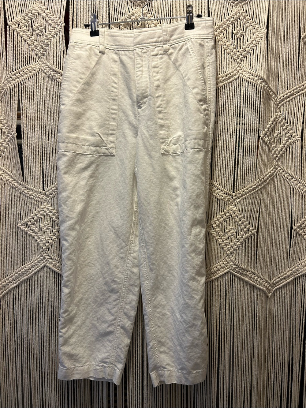 Banana Republic Woman Balloon Linen Blend Pants in Off-White